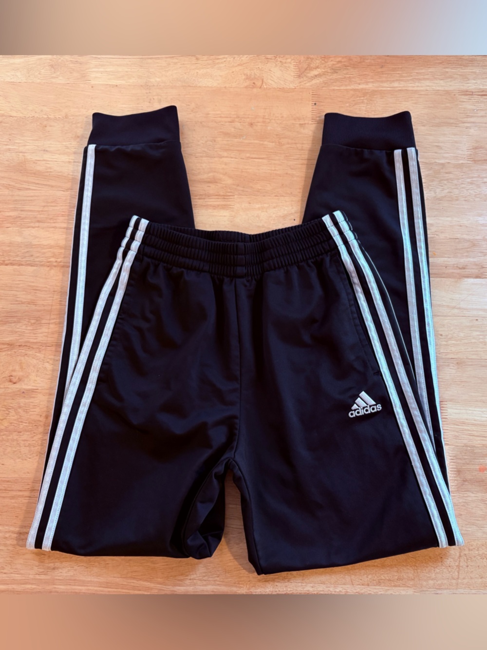 adidas Black Jogger Pants with White Three Stripes